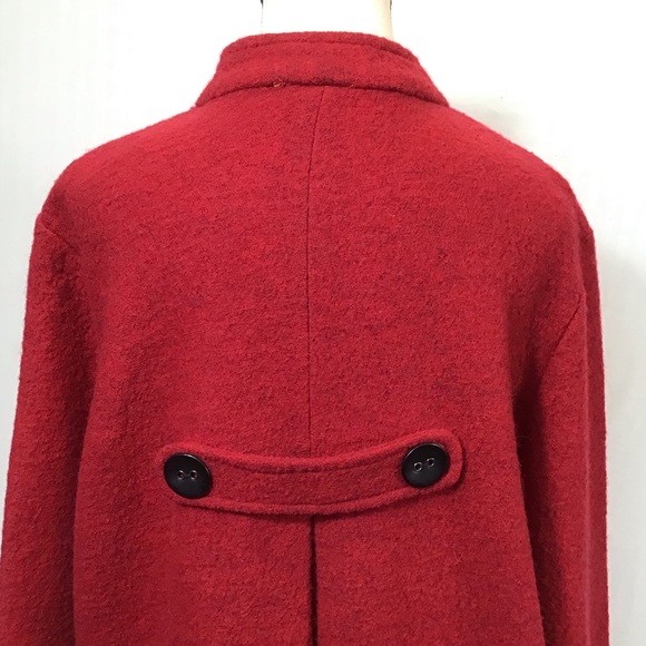 Vintage Ruby Rd Womens 100% Wool Pea Coat Size L Red Button Up Swing Jacket Twee - Picture 8 of 16